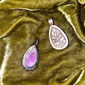Silver and Purple Teardrop Pendant